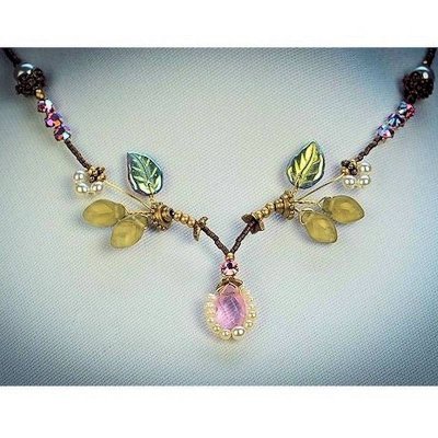 Beaded Necklace Crystal Rose Tendril