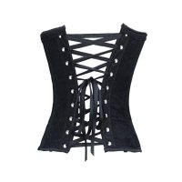 Steel Boned Corset Black with Hook and Eye Closures