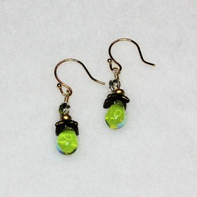 Earrings Olivine Droplets