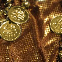 Belly Dancing Hip Scarf with Gold Coins for Dance Costume