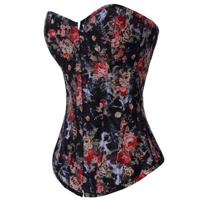 Corset Black Denim with Roses