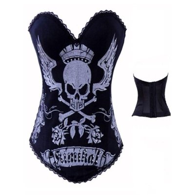 Bustier Top Skull Design with Rhinestones