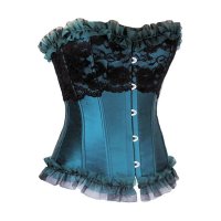 Corset Teal with Black Lace Overlay Design