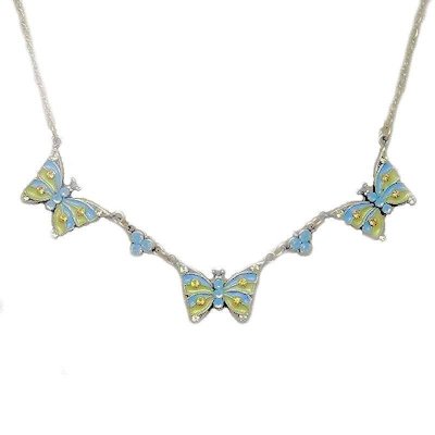 Butterfly Necklace Opal Gemstones and Crystals