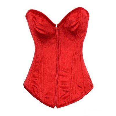 Steel Boned Corset Red Velvet with Zipper