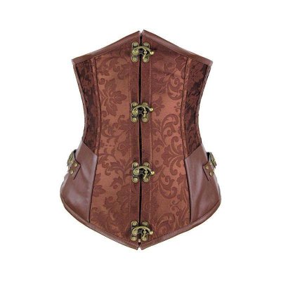 Steel Boned Underbust Corset Brown with Hinge Closures