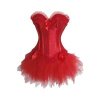 Corset Red with Ruffle Bodice and Side Zipper