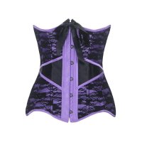 Steel Boned Underbust Corset Purple Lace Waist Trainer
