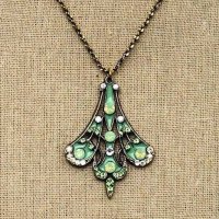 Pendant Necklace Opal Fan Design