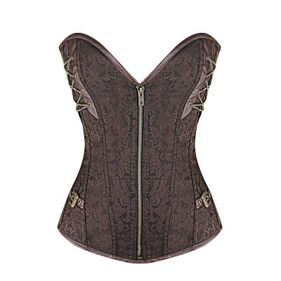 Steel Boned Corset Brown Also in Plus Sizes