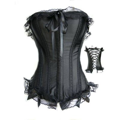 Corset Black with Front Hook and Eye Closures