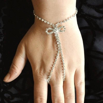 Slave Bracelet Rhinestone Ribbon with Bow