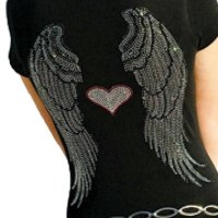 T-Shirt with Rhinestones Angel Love by Sabrina Barnett