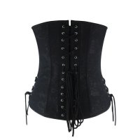 Steel Boned Underbust Corset Black with Ties Also Plus Sizes