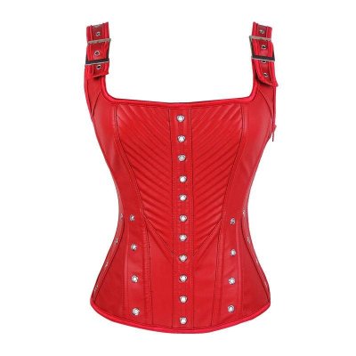 Corset Red Soft Fabric with Brad Trim