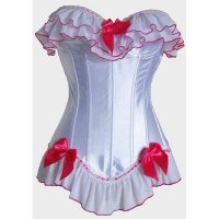 Corset White with Pink Satin Bows and Trim