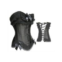 Corset Black with Ruffle Bodice and Side Zipper