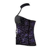 Corset Purple and Black with Tie Up Design Collar