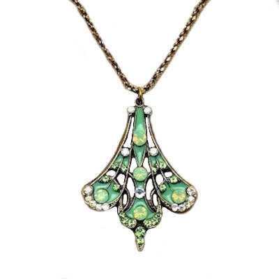 Pendant Necklace Opal Fan Design