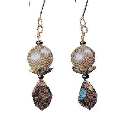 Earrings Pearl and Topaz Drop