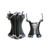 Corset Black with Pink Ribbon Accents