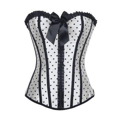 Corset White with Black Polka Dots