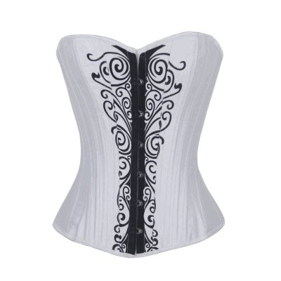 Corset White with Black Filigree Design