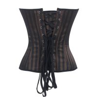 Steel Boned Corset Steam Punk Brown Striped Belted