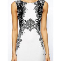 White Dress with Black Design