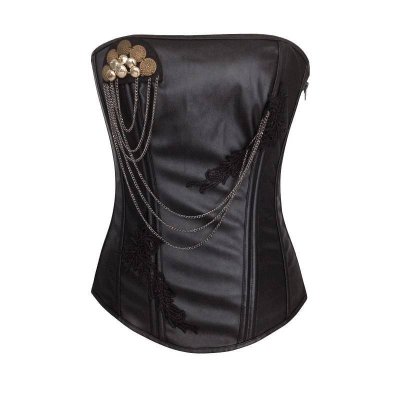 Corset Black with Jewel and Chain Accents