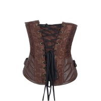 Steel Boned Underbust Corset Brown with Hinge Closures