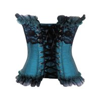 Corset Teal with Black Lace Overlay Design