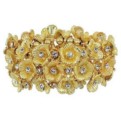 Bracelet Glittering Golden Flowers Stretch