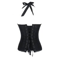 Corset Black Halter with Hook and Eye Closures