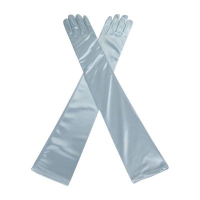 Gloves Light Blue Satin Long and Glamorous