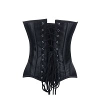 Steel Boned Corset Black with Padded Hip Panels