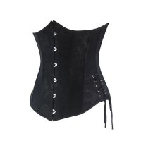 Steel Boned Underbust Corset Black with Ties Also Plus Sizes