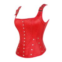 Corset Red Soft Fabric with Brad Trim