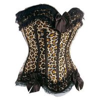 Corset Leopard Print with Black Ruffle Bodice