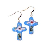 Earrings Cross Beaded Charm