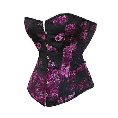 Corset Black with Purple Flower Designs