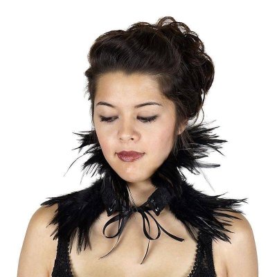 Feather Choker Black Vintage Vamp