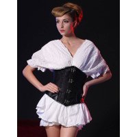 Steel Boned Underbust Corset Black with Hinge Closures