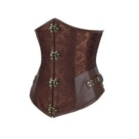 Steel Boned Underbust Corset Brown with Hinge Closures