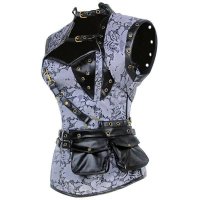 Steel Boned Corset Steam Punk Silver Also Plus Sizes