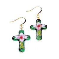 Earrings Cross Beaded Charm