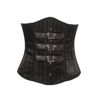 Steel Boned Underbust Corset Striped with Buckles