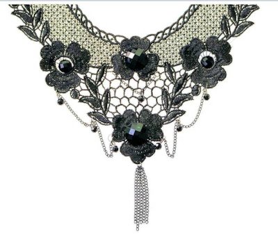 Choker Necklace Black Lace Enchantment Beaded Collar