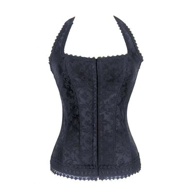 Black Lace Trim Hook And Eye Bodysuit