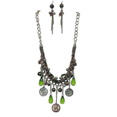 Jewelry Set Grecian Charms Necklace and Earrings